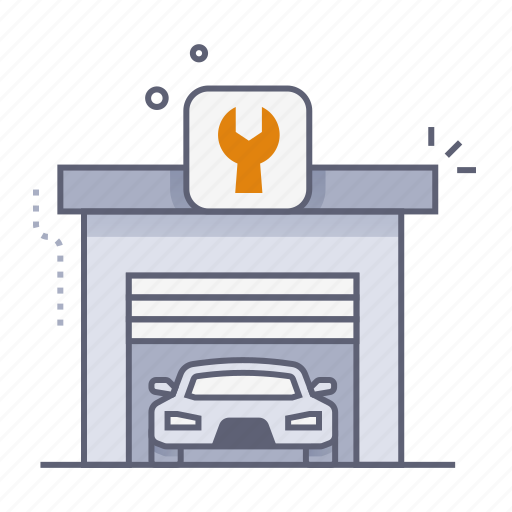 Garage car, parking, rolling, station, house, garage repair, car repair icon - Download on Iconfinder