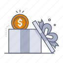 gift box money, surprise, special, present, gift, money, payment, finance, banking