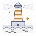 lighthouse, tower, light, navigation, building, ocean, sea, marine, summer