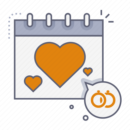 Calendar, love, anniversary, rings, wedding, party, celebration icon - Download on Iconfinder
