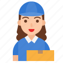 avatar, courier, delivery, female, job, occupation, profession