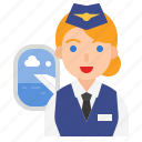 air hostess, avatar, female, flight attendant, job, occupation, profession