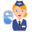 air hostess, avatar, female, flight attendant, job, occupation, profession 