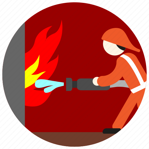 Fighter, fire, flame, hose, jobs, uniform, water icon - Download on Iconfinder