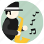 hat, jobs, music, notes, preformer, saxophone 