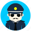 hat, jobs, officer, police, sunglasses, tie 