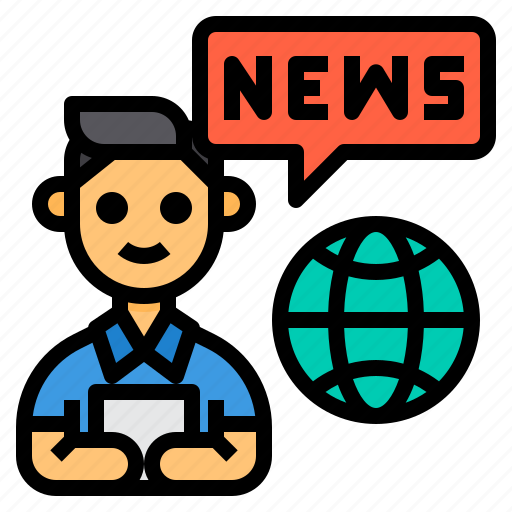 Journalist, reporter, news, global, man icon - Download on Iconfinder