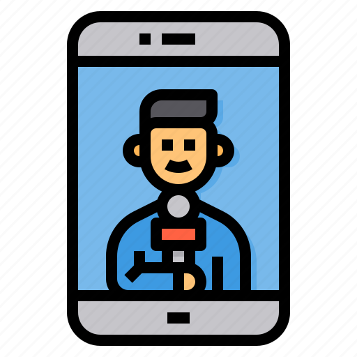 News, reporter, journalist, live, mobile, phone, man icon - Download on Iconfinder
