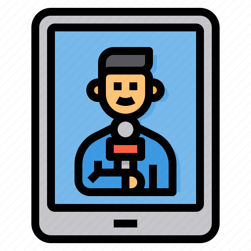 News, reporter, journalist, online, mobile, phone, man icon - Download on Iconfinder