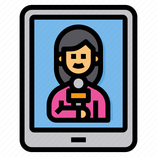 News, reporter, journalist, online, mobile, phone, woman icon - Download on Iconfinder