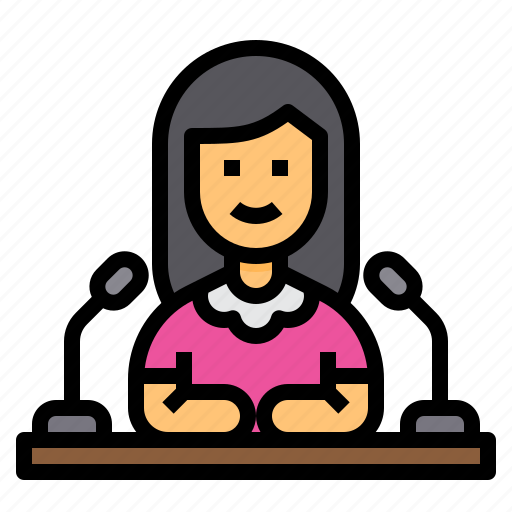 Press, conference, speech, journalist, communication, woman icon - Download on Iconfinder