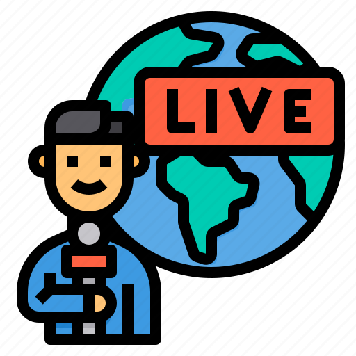 Reporter, live, journalist, broadcast, man icon - Download on Iconfinder