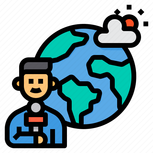 Reporter, weather, journalist, report, man icon - Download on Iconfinder