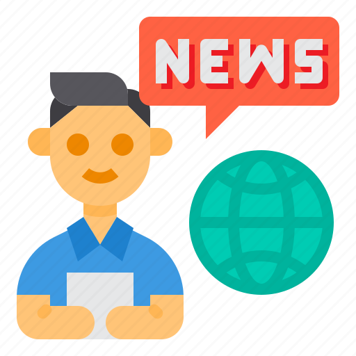 Journalist, reporter, news, global, man icon - Download on Iconfinder