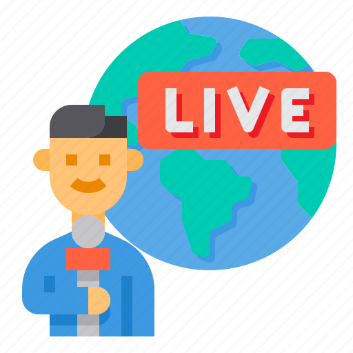 Reporter, live, journalist, broadcast, man icon - Download on Iconfinder