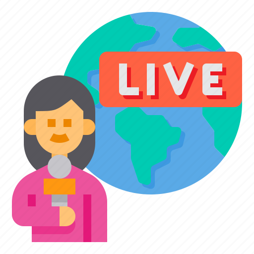 Reporter, live, journalist, broadcast, woman icon - Download on Iconfinder