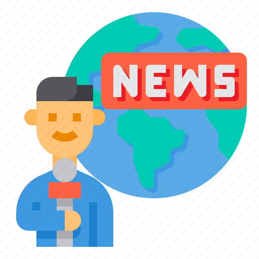 Reporter, news, journalist, broadcast, man icon - Download on Iconfinder
