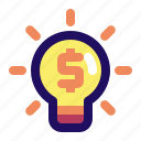 bulb, creativity, dollar, idea, money, solution 