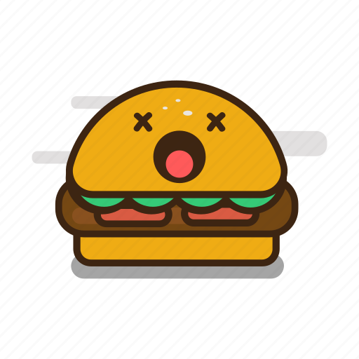 Burger, cartoon, emoji, emoticon, expression, fast food, hamburger icon - Download on Iconfinder