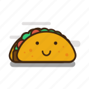 cartoon, emoji, emoticon, expression, fast food, mexican, taco