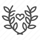 heart, sprout, leaf, branch, love, wreath