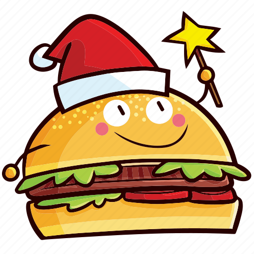 Hamburger, burger, christmas, kawaii, xmas, santa, decoration icon - Download on Iconfinder