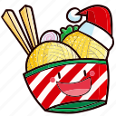 noodle, food, christmas, kawaii, xmas, restaurant, meal, decoration