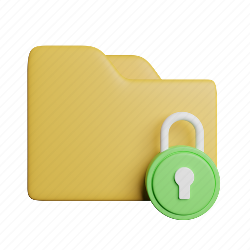 Lock, folder, file, front, format, transport, secure 3D illustration - Download on Iconfinder