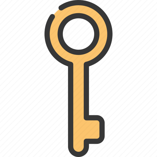 One, prong, key, locksmith, security, brass icon - Download on Iconfinder