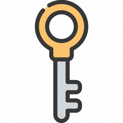 Two, tone, key, locksmith, security, brass icon - Download on Iconfinder