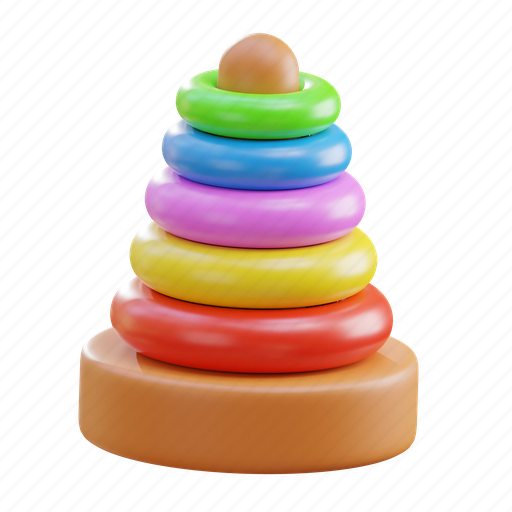 Rings, pyramid, toy, kid, child, children, stacking 3D illustration - Download on Iconfinder