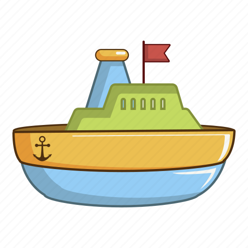 Boat, cartoon, object, sea, ship, toy, white icon - Download on Iconfinder