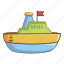 boat, cartoon, object, sea, ship, toy, white 