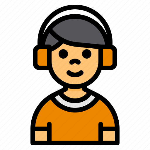 Boy, child, youth, avatar, student, headphone, music icon - Download on Iconfinder