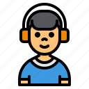 boy, male, child, nerd, avatar, headphone, music