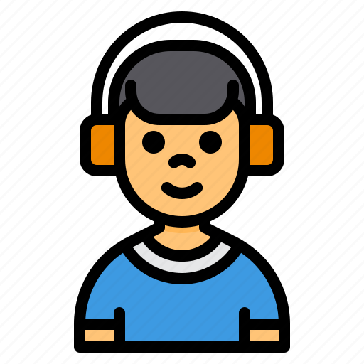 Boy, male, child, nerd, avatar, headphone, music icon - Download on Iconfinder