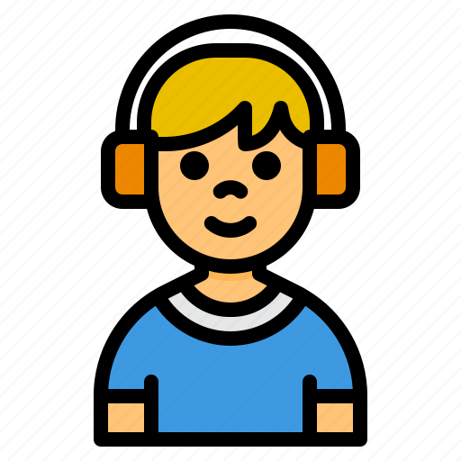 Boy, smile, child, youth, avatar, headphone, music icon - Download on Iconfinder