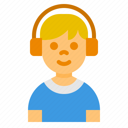 Boy, smile, child, youth, avatar, headphone, music icon - Download on Iconfinder