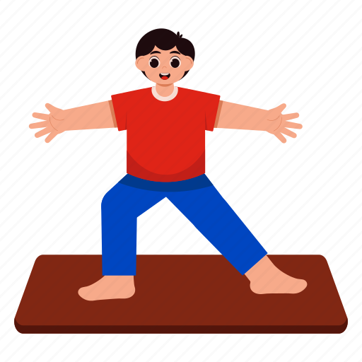 Boy, warrior, yoga, pose, kid, child, character icon - Download on Iconfinder