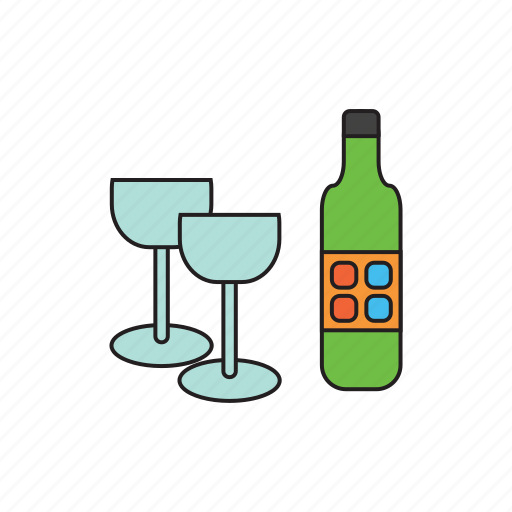 Bottle, dishes, drink, glasses, wine, alcohol, glass icon - Download on Iconfinder