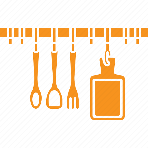 Kitchen rail, chopping board, hook, kitchen, ladle, spatula icon - Download on Iconfinder
