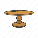bench, dinner table, furniture, household, kitchen, round table, table
