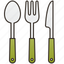 cutlery, dinnerware, fork, knife, spoon