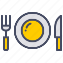 breakfast, dinner, eat, fork, knife, plate, restaurant