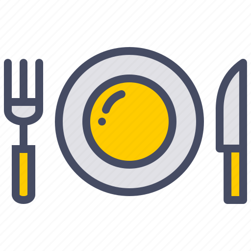 Breakfast, dinner, eat, fork, knife, plate, restaurant icon - Download on Iconfinder