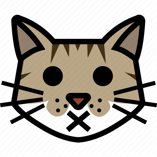 Silent, silence, x, cat, mouth, emoji icon - Download on Iconfinder