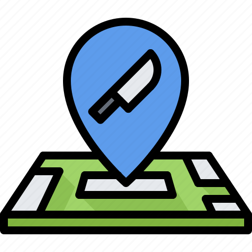 Pin, location, map, knife, shop, weapon icon - Download on Iconfinder