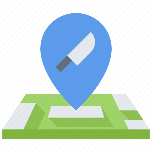 Pin, location, map, knife, shop, weapon icon - Download on Iconfinder