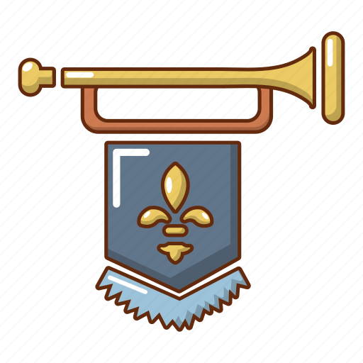 Banner, cartoon, flag, horn, medieval, trumpet, win icon - Download on Iconfinder