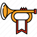 instrument, music, trumpet, flag, tube, sound, cornet